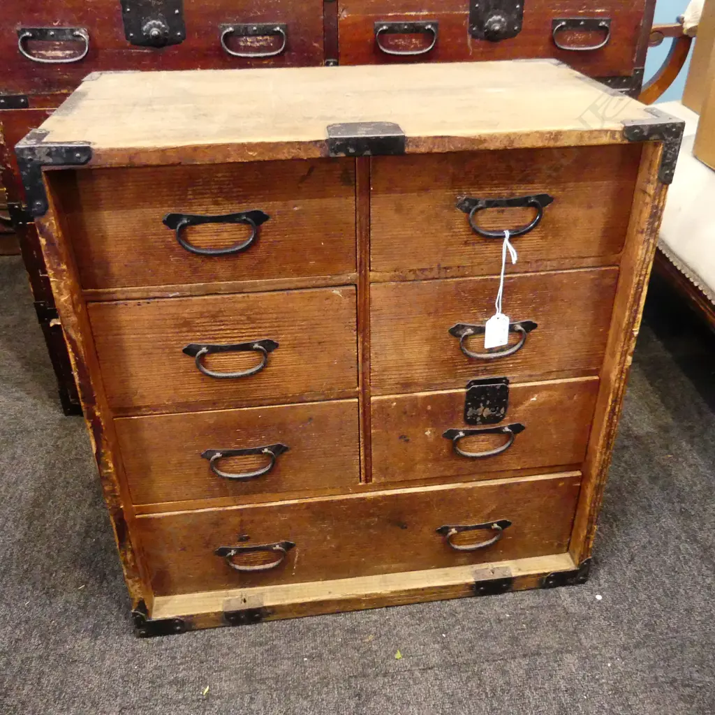 OLD c1900 JAPANESE CABINET 7 drawers. H.565mm. Image 1++