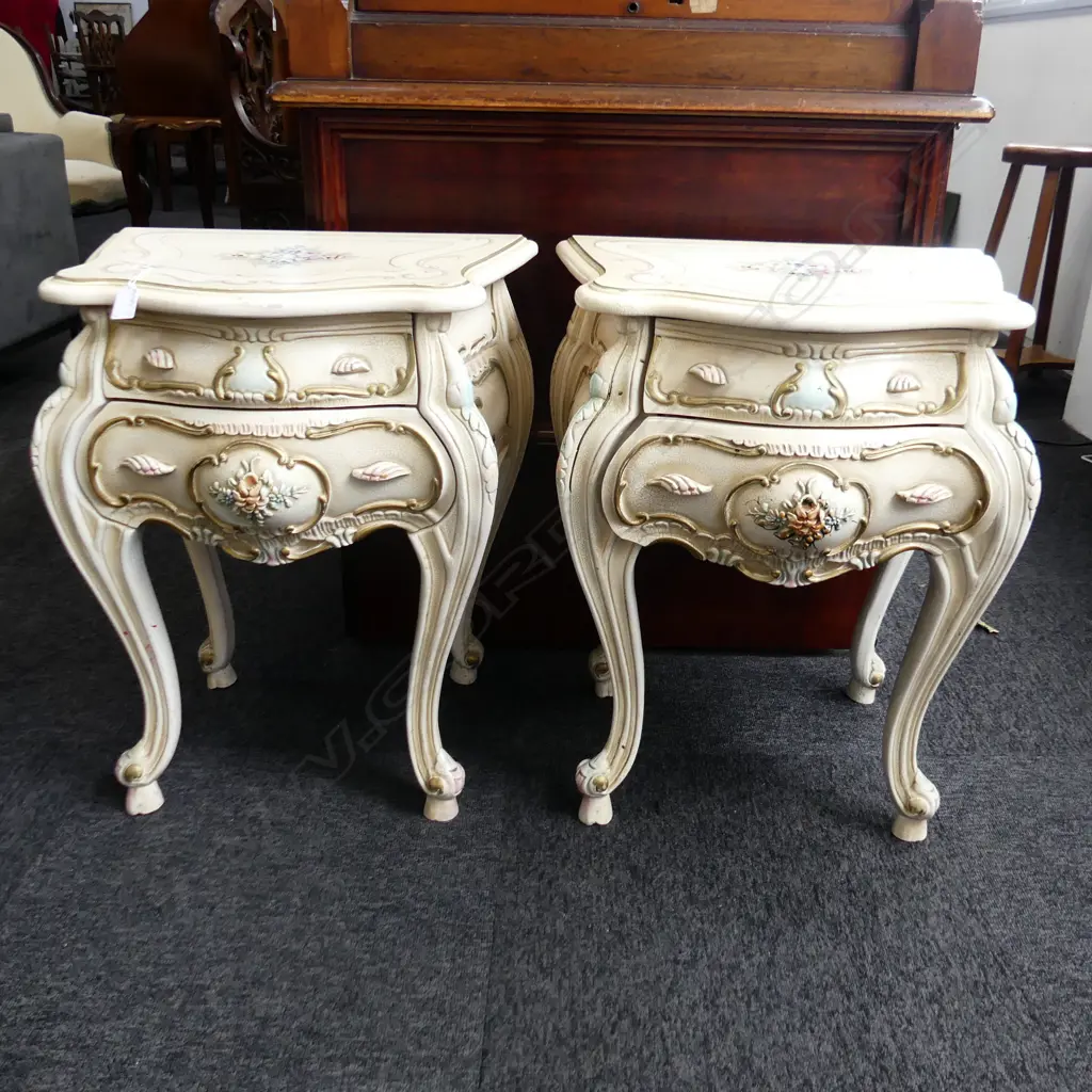 PR ORNATE PAINTED BEDSIDE CABINETS Image 1++