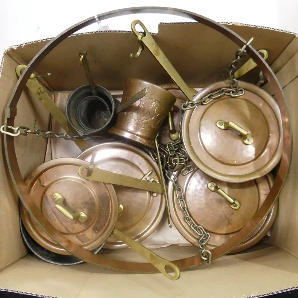 HANGING COPPER POTS w HANGING RING & CHAIN Image 1++