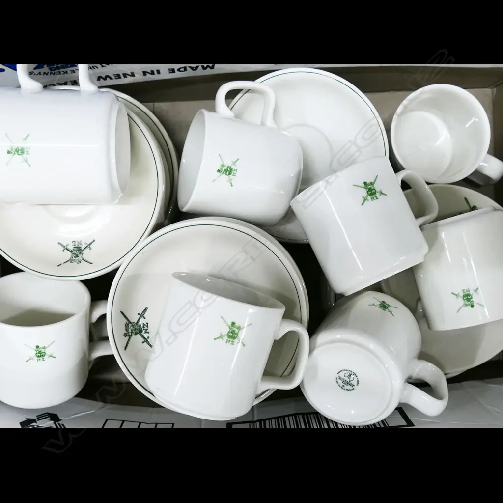 BOX LOT ASST. CROWN LYNN NZ ARMY CUPS & SAUCERS Image 1++