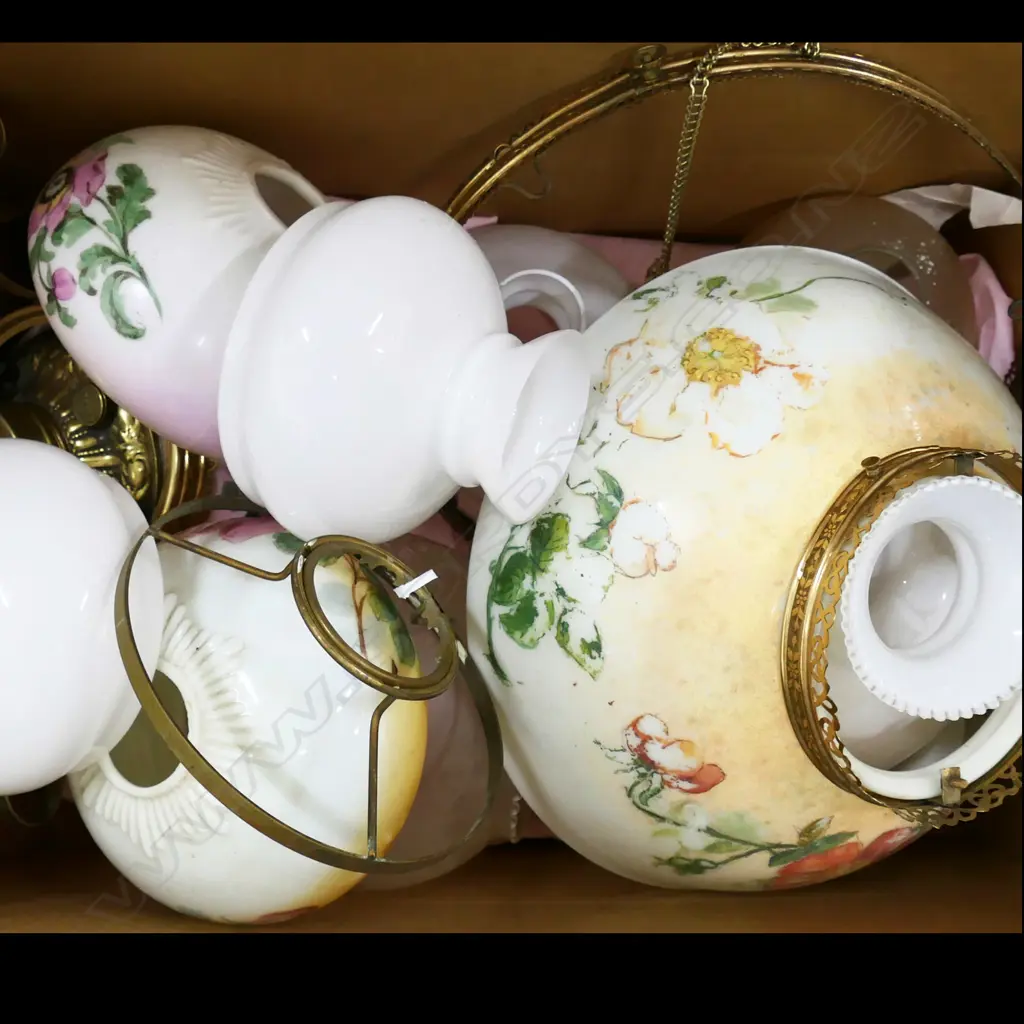 BOX LOT ASST. KEROSENE LAMP PARTS Image 1++