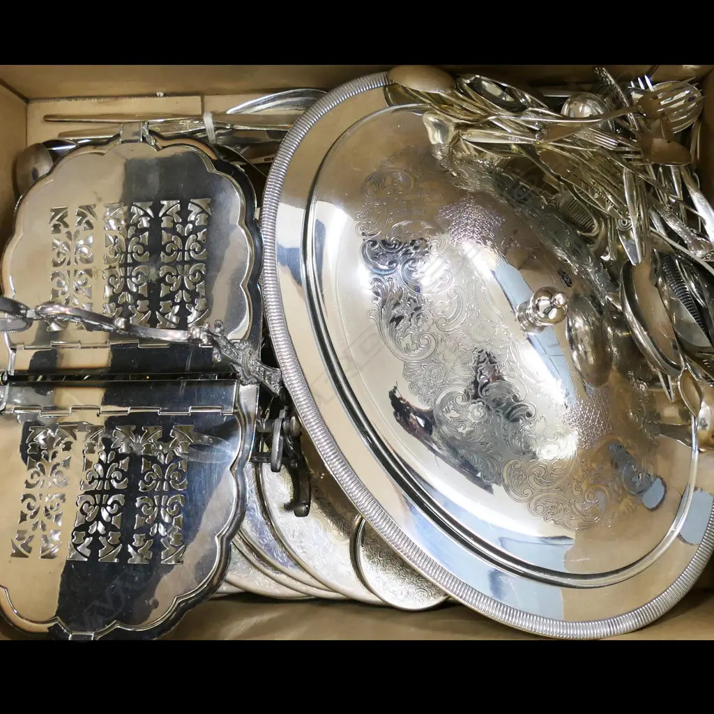 BOX LOT ASST. SILVER PLATE Image 1++