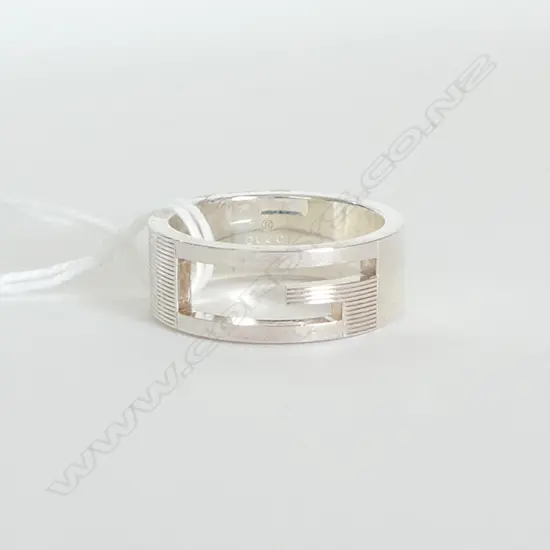 SILVER GUCCI RING, BRANDED, scratched on bottom, size H