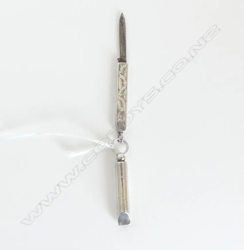 SILVER FRUIT KNIFE & WHISTLE, L.40mm, working, 8.4gm Image 1++