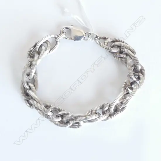 HEAVY SILVER DOUBLE LINK BRACELET, L.210mm, 54.4gm