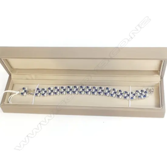 QUALITY COSTUME FAUX SAPPHIRE & DIAMOND BRACELET boxed