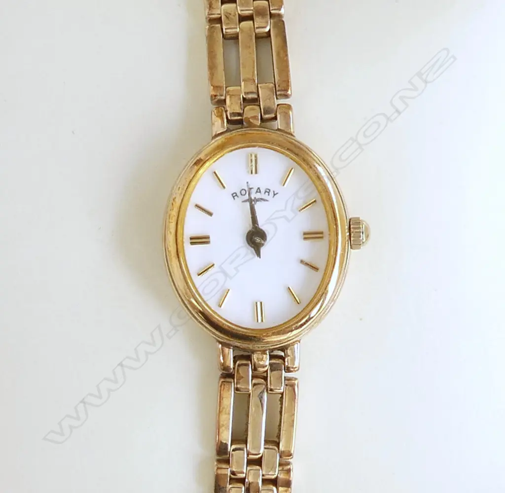 9CT GOLD ROTARY LADIES WRISTWATCH 21gm (including movement) GOLD STRAP WITH BOX AND RECEIPT Image 1++