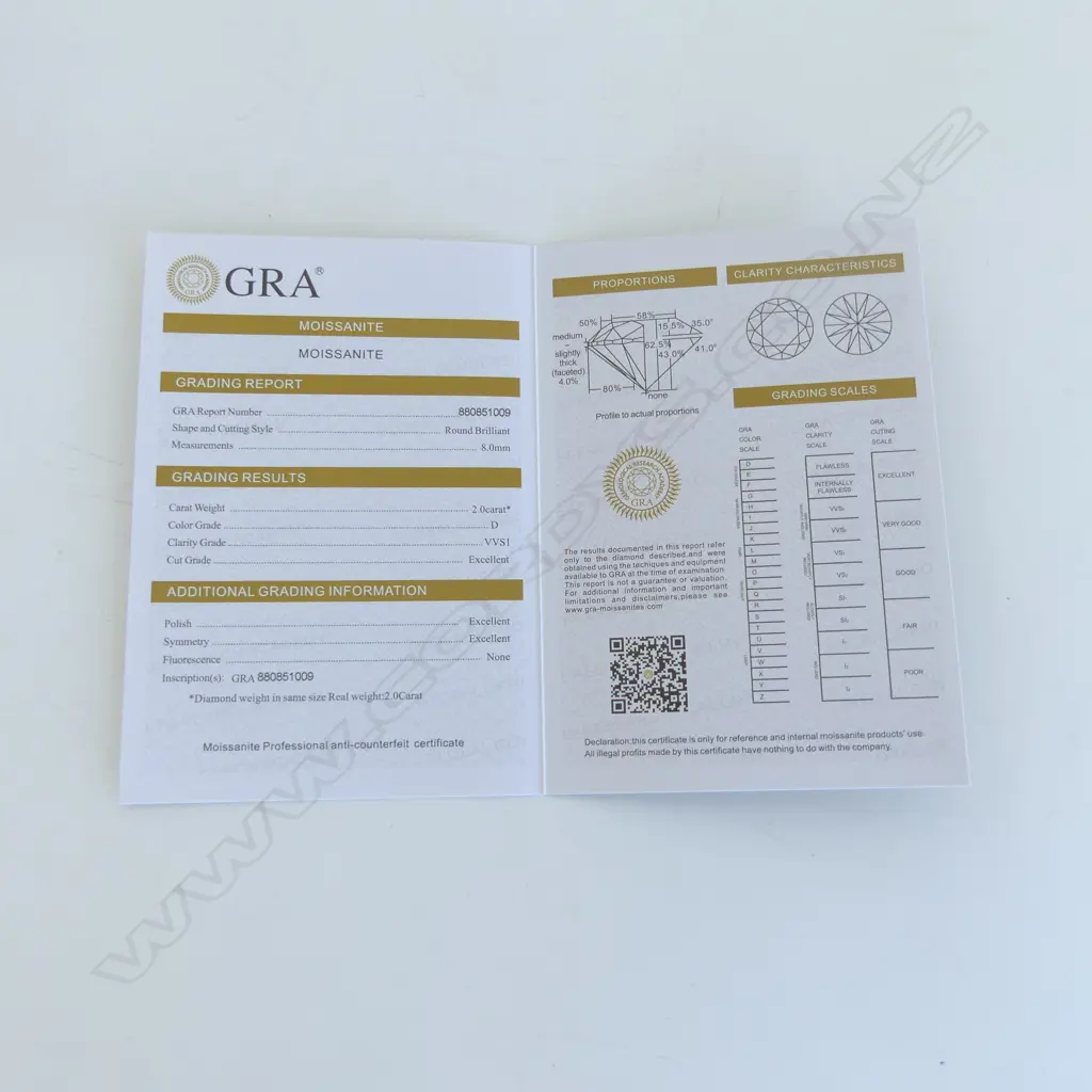 ROUND BRILLIANT 2ct MOISSANITE, WITH GRA CERTIFICATE Image 1++