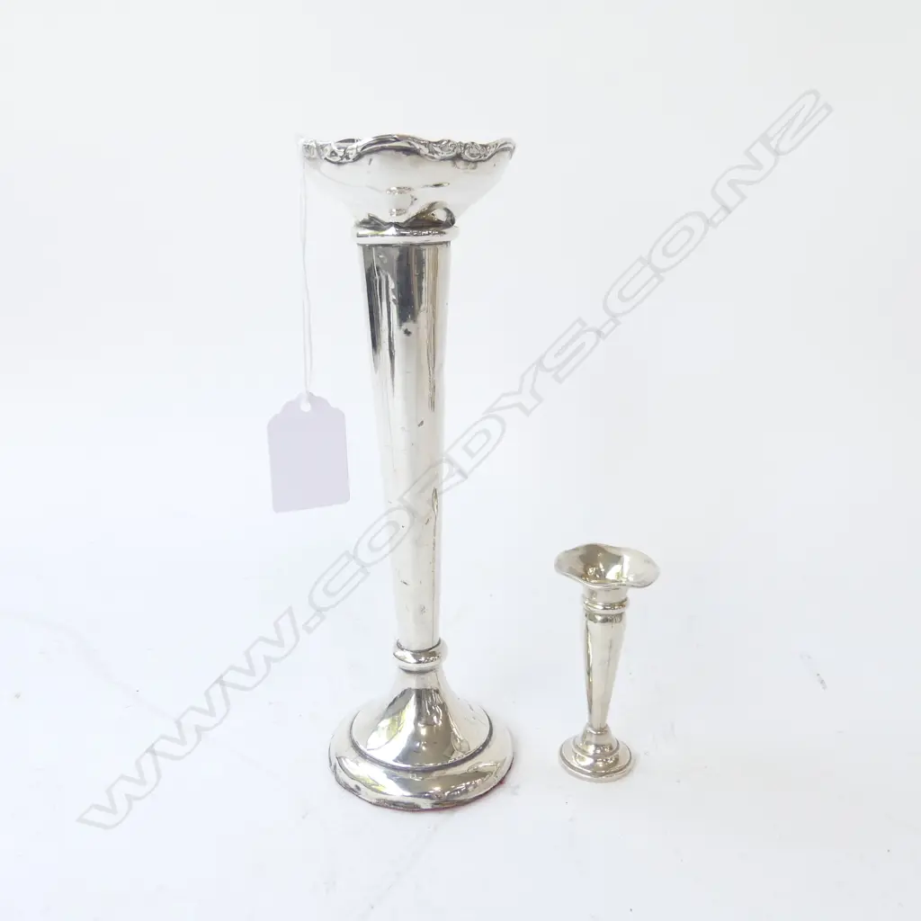 2 STG SILVER SPECIMEN VASES, LRG B'HAM 1919, 92gm & SML 15gm Image 1++