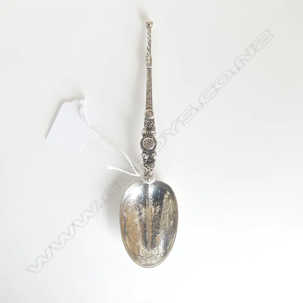LRG STG SILVER CHRISTENING SPOON, LONDON 1936, L.165mm, 40gm Image 1++