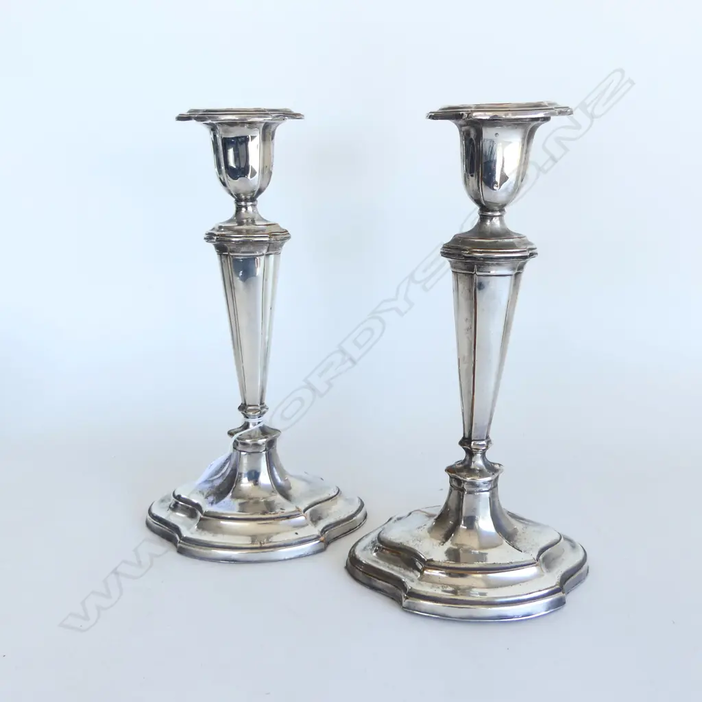 PAIR OF ANTIQUE CANDLESTICKS SILVER OVER COPPER H.29CM Image 1++