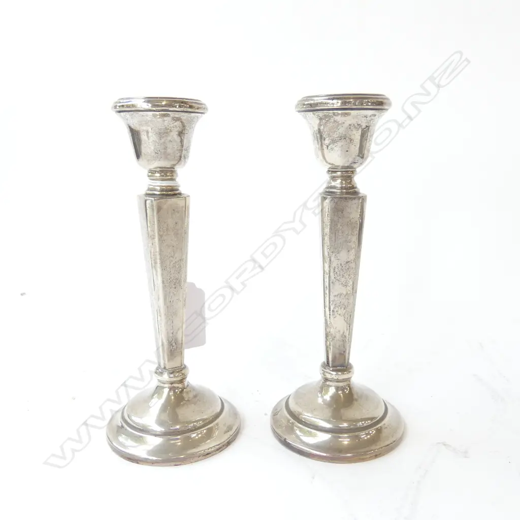 PR STG SILVER CANDLESTICKS, B'HAM 1960 H.155mm, WEIGHTED Image 1++