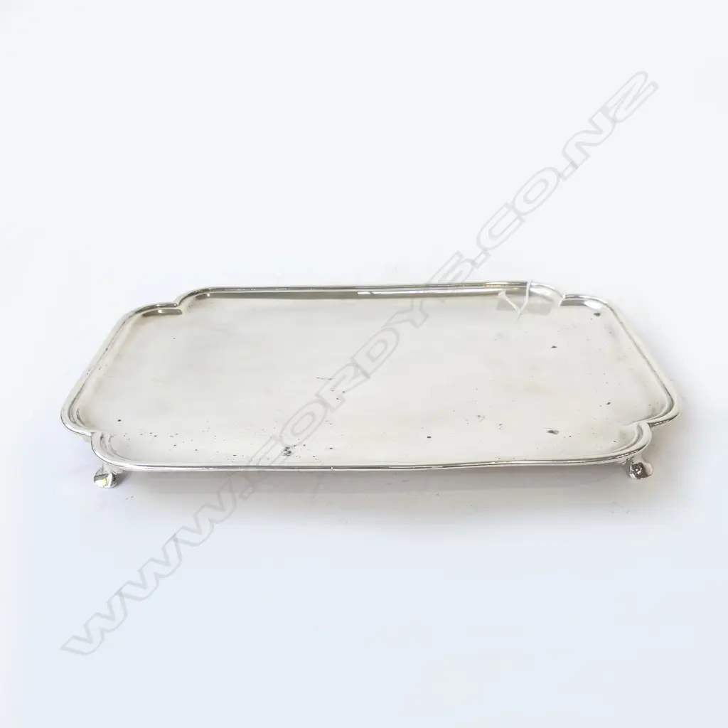 ART DECO DUTCH SILVER TRAY 235x350mm 735gms spreading organic feet Image 1++