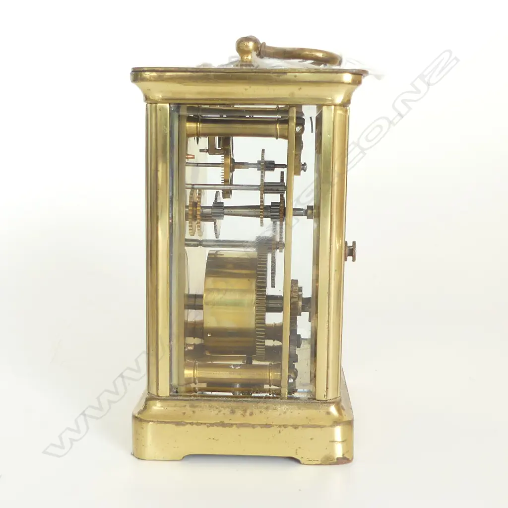 OLD FRENCH BRASS CASED CARRIAGE CLOCK enamel dial not working Image 1++