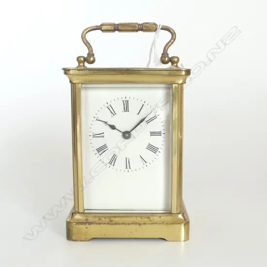 OLD FRENCH BRASS CASED CARRIAGE CLOCK enamel dial not working