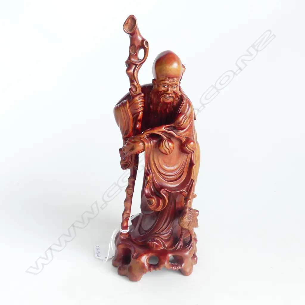 CARVED WOODEN ORIENTAL FIGURE H.260mm Image 1++