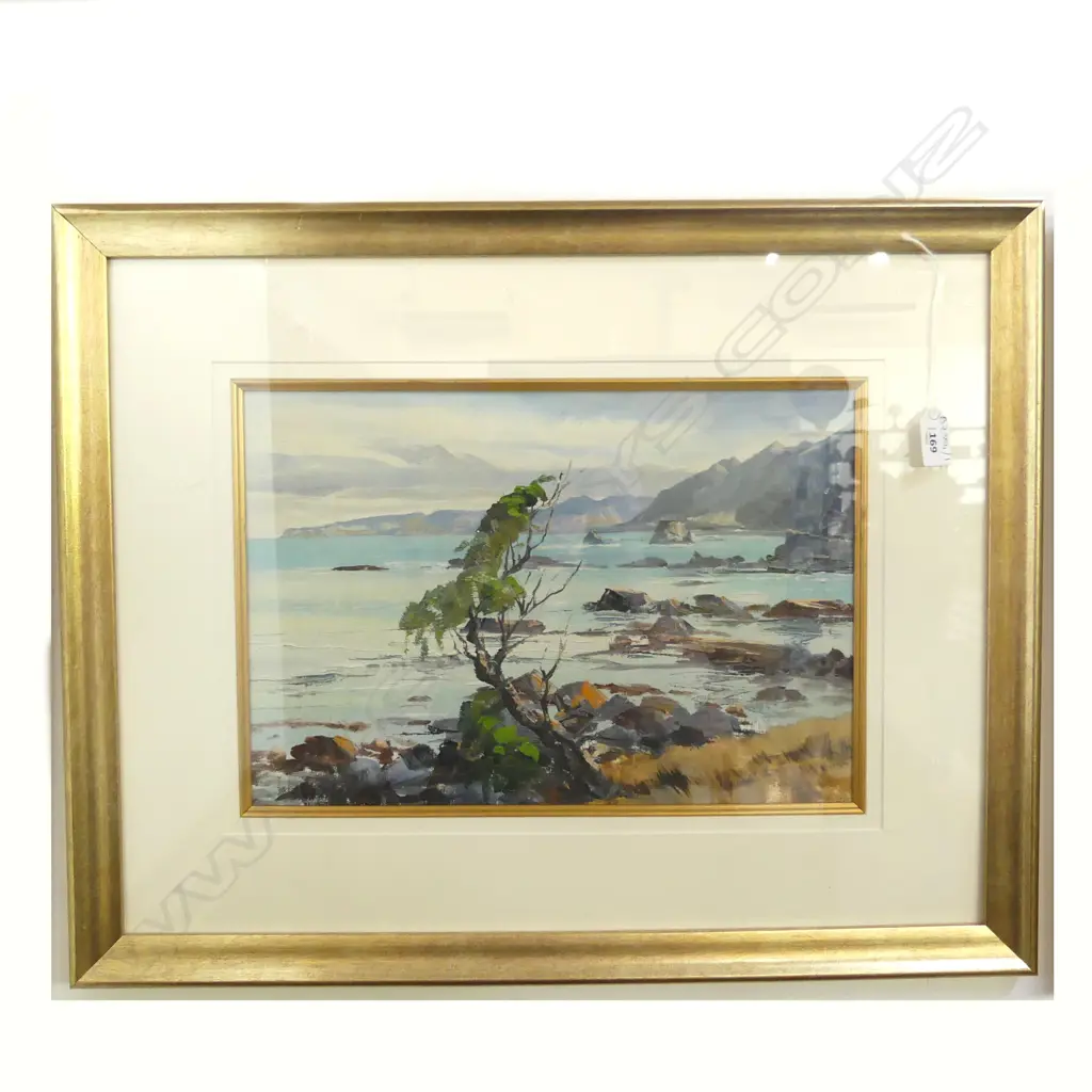 ASTON GREATHEAD 'BARNEYS ROCK AMURI BLUFF KAIKOURA COAST' OIL ON BOARD 260x380mm Image 1++