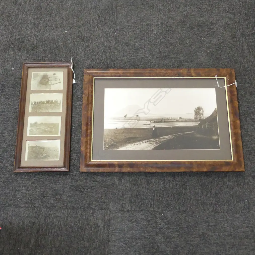 4 BOER WAR PHOTOGRAPHS IN FRAME 440x200mm overall + MT. MAUNGANUI PHOTO PRINT C.1900 245x430mm Image 1++