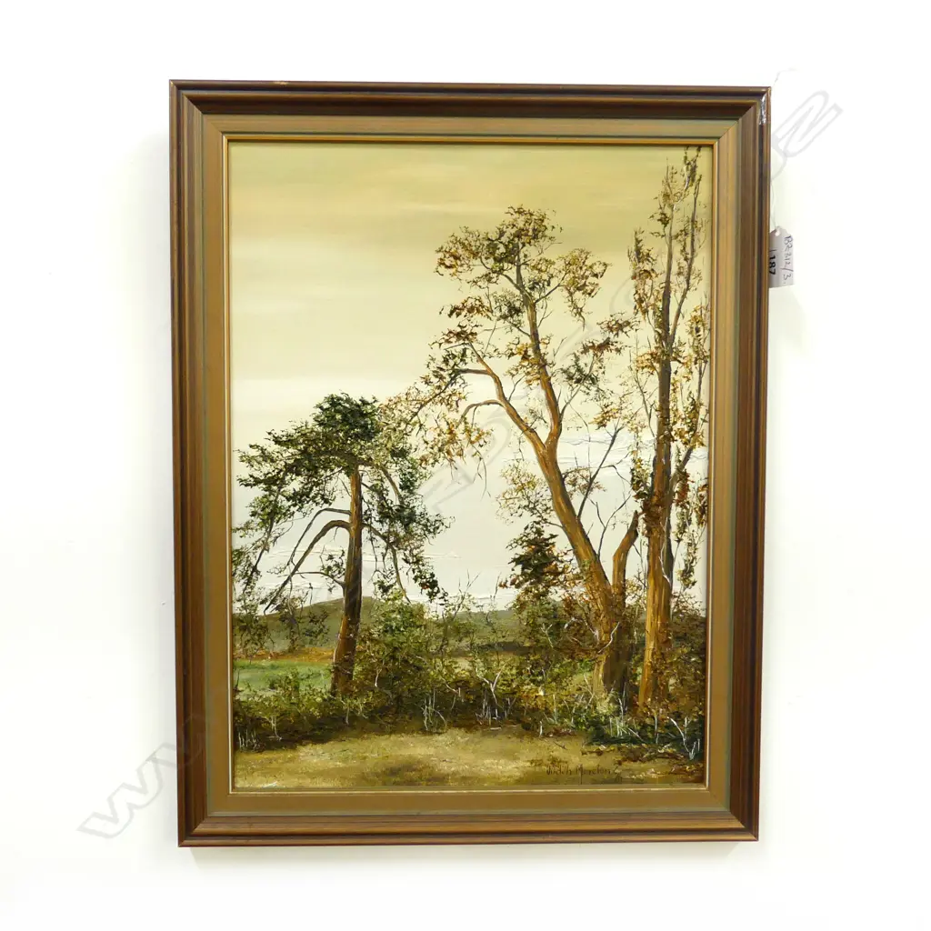 JUDITH MORETON, LANDSCAPE OIL ON BOARD '76 400x300mm Image 1++