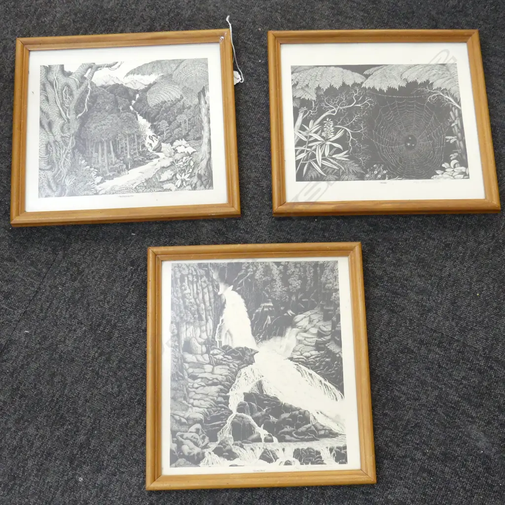 3 REI HAMON SIGNED PRINTS; TRANQUILITY, PEARL, TANGIWAI 260x290mm Image 1++