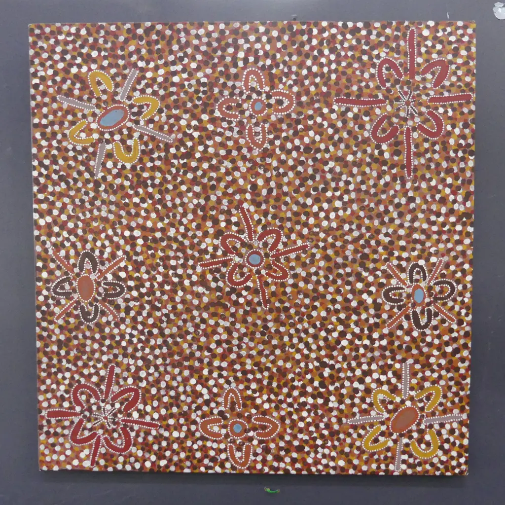 PATRICIA (PATSY) KAMARA (AUS), ABORIGINAL ART, OIL ON CANVAS. 620 x 640mm Image 1++