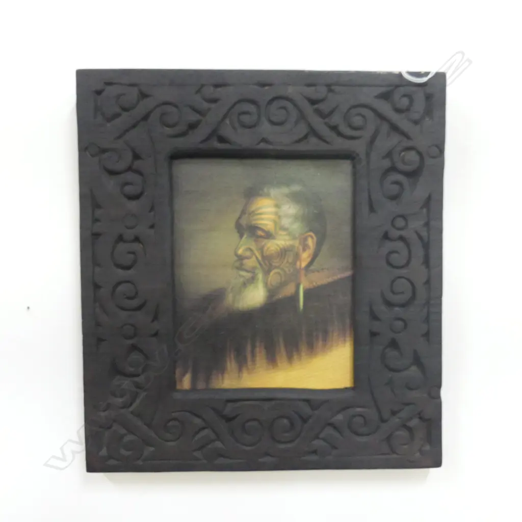 CANVAS PRINT AFTER LINDAUER 'RETIMANA TE MANIA' 210x165mm IN CARVED WOODEN FRAME Image 1++