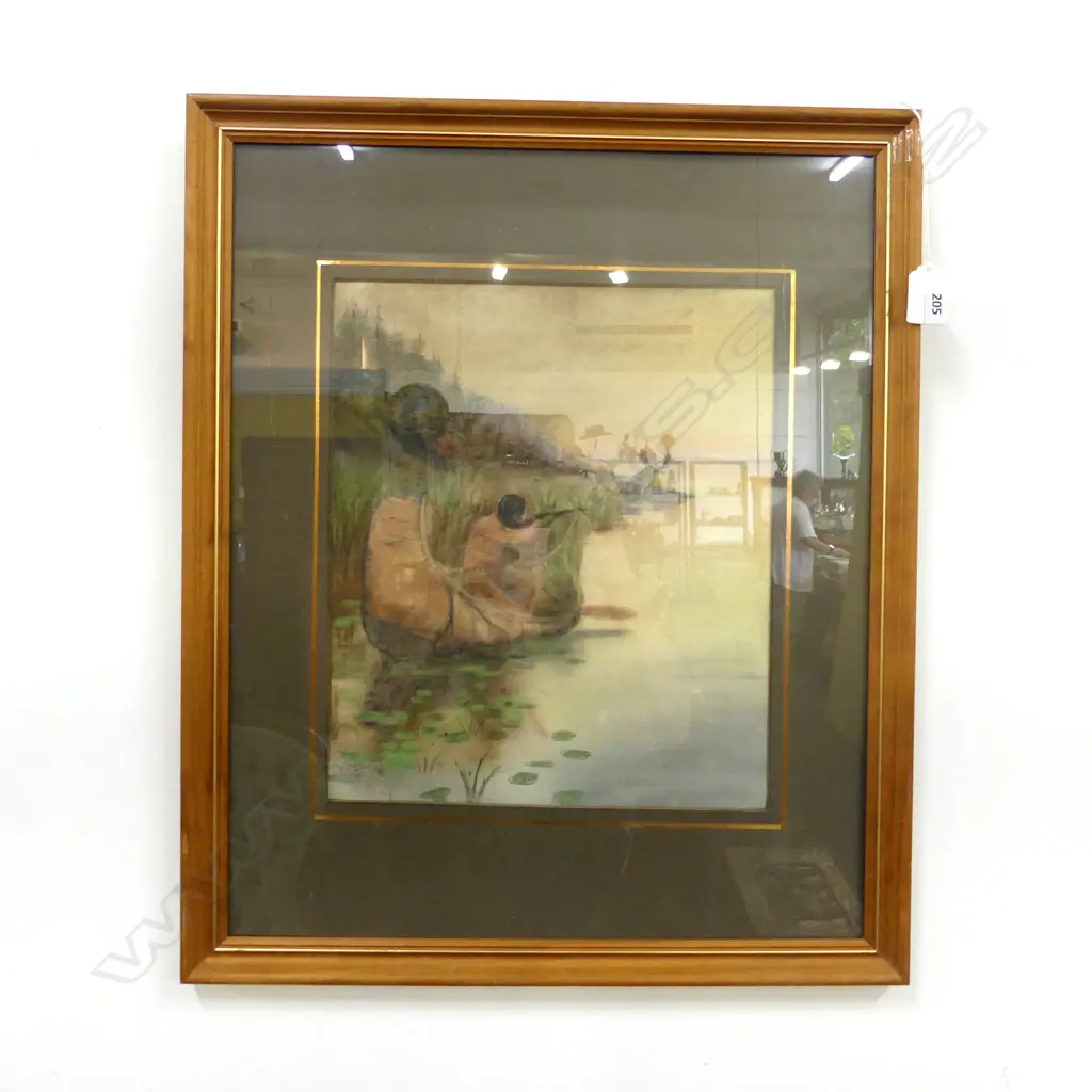 ARTIST UNKNOWN, AMERICAN INDIAN HUNTING MOOSE, PASTEL 310x260mm Image 1++