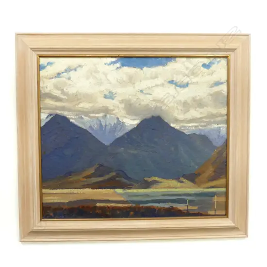 J BRITTENDEN, SOUTH ISLAND, OIL ON BOARD, SOUTH ISLAND, 770 x 630mm
