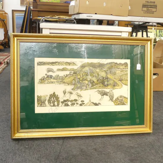 **RTV** RUSSELL JACKSON 'STUDIO VIEW - TITIRANGI' ETCHING, 1984 6/100 315x575mm