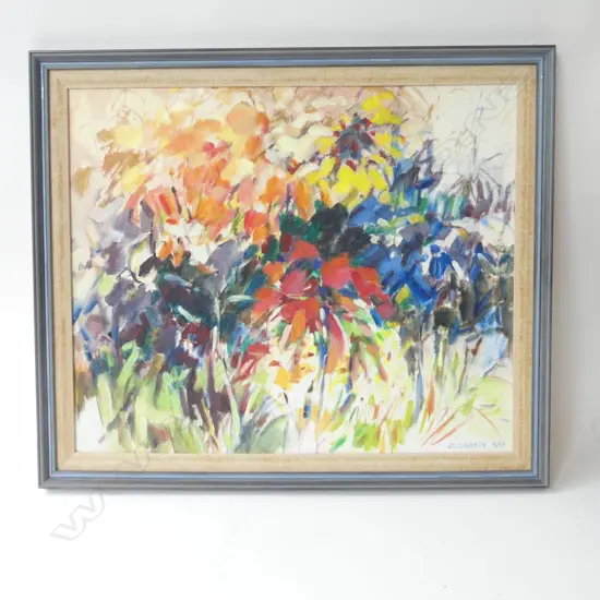 (24646) ELIZABETH KAY, ABSTRACT OIL ON BOARD 480x580mm