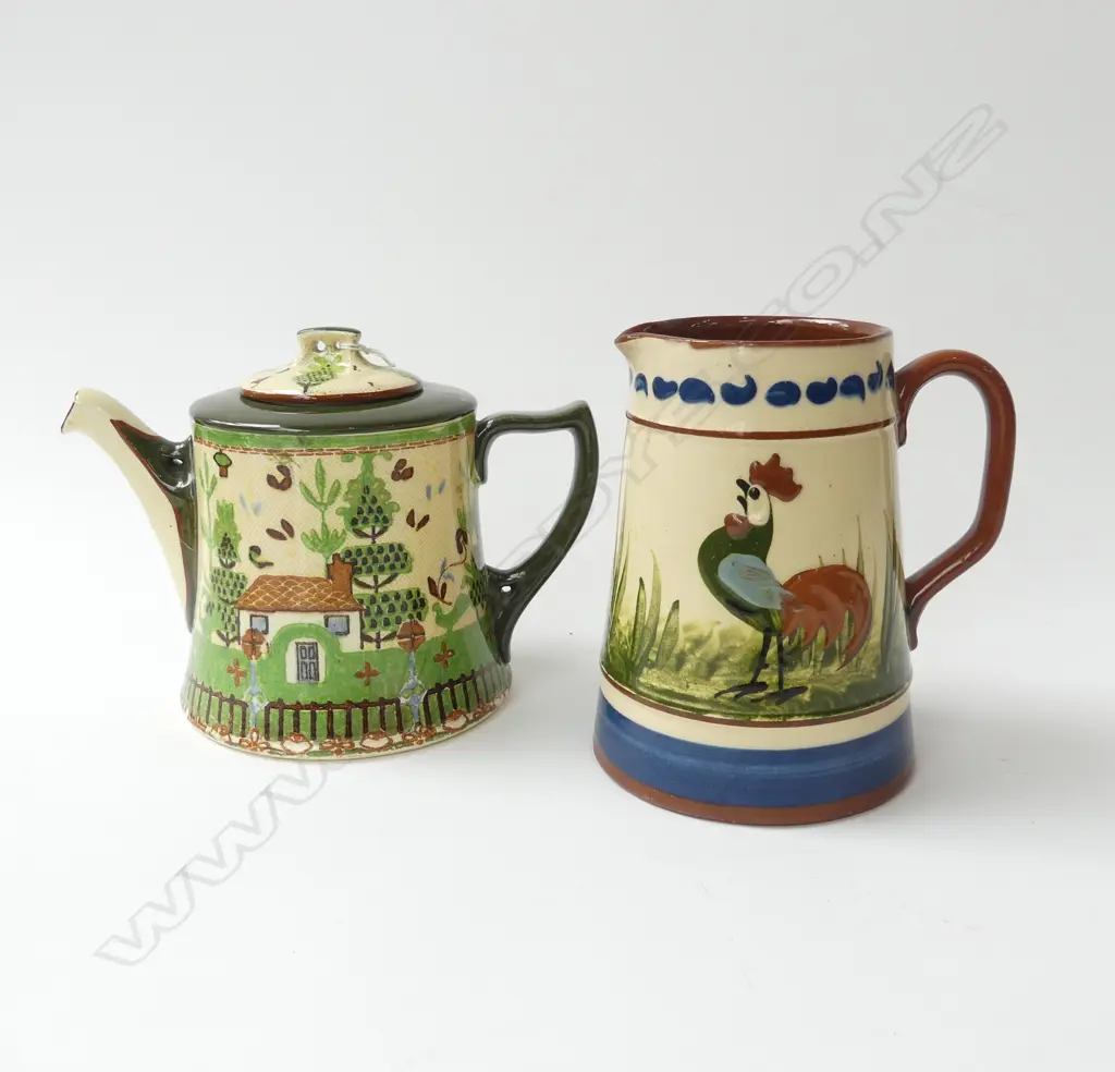 ROYAL DOULTON SAMPLER TEA POT H.140mm, TORQUAY JUG H.145mm CHIPS Image 1++