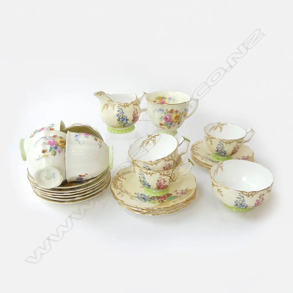 2 PART TEA SETS; ROYAL ALBERT MAYTIME; 5 CUPS, 6 SAUCERS, AYNSLEY 3 TRIOS, MILK & SUGAR Image 1++
