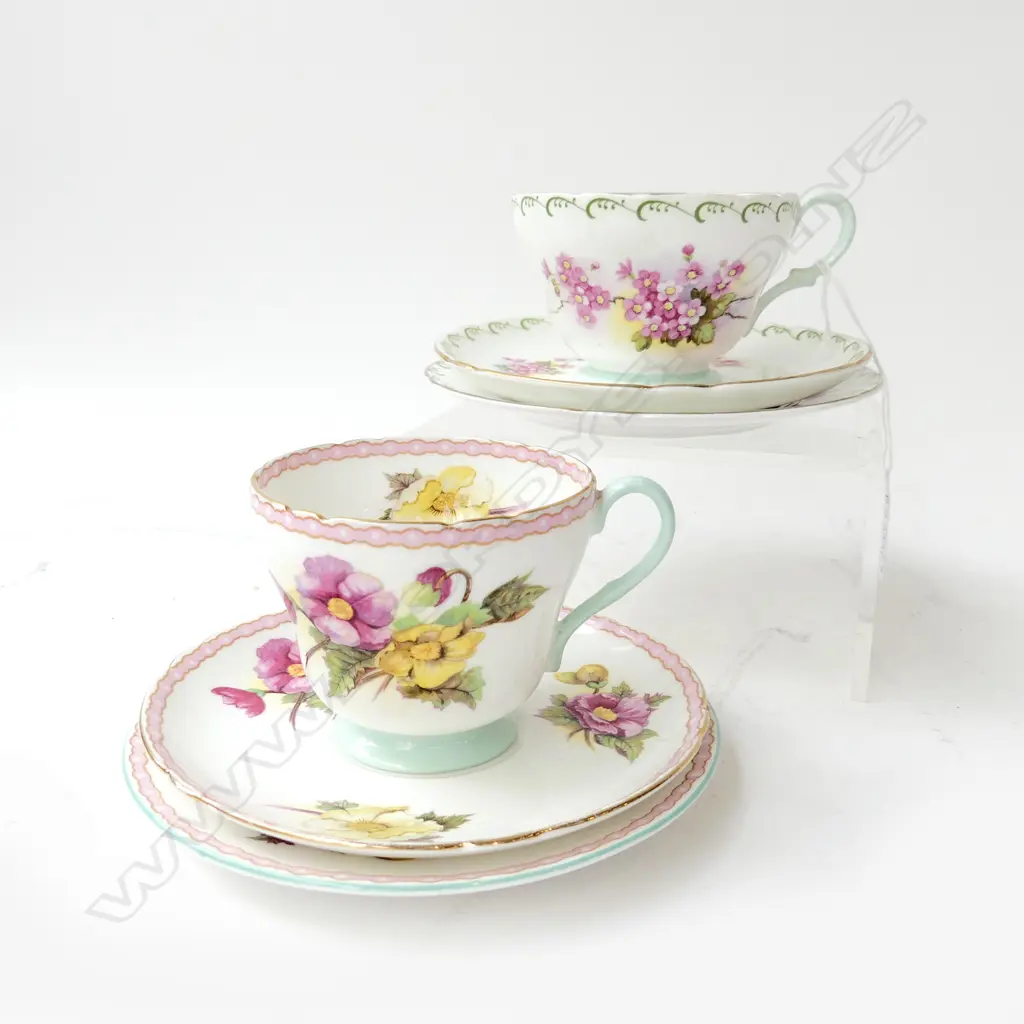 2 SHELLEY BLOSSOM TRIOS (1 CUP DULL) Image 1++