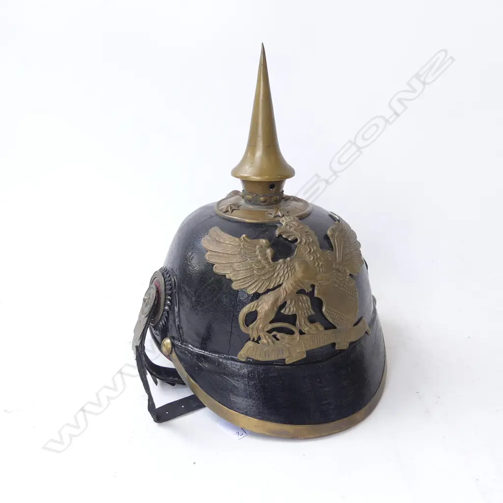 GERMAN PICKELHAUBE HELMET 'MITT GOTT F.FUERST VATERLAND' Image 1++