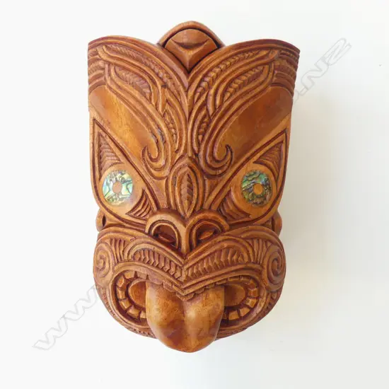 CARVED WOODEN TIKI PUZZLE BOX H.175mm
