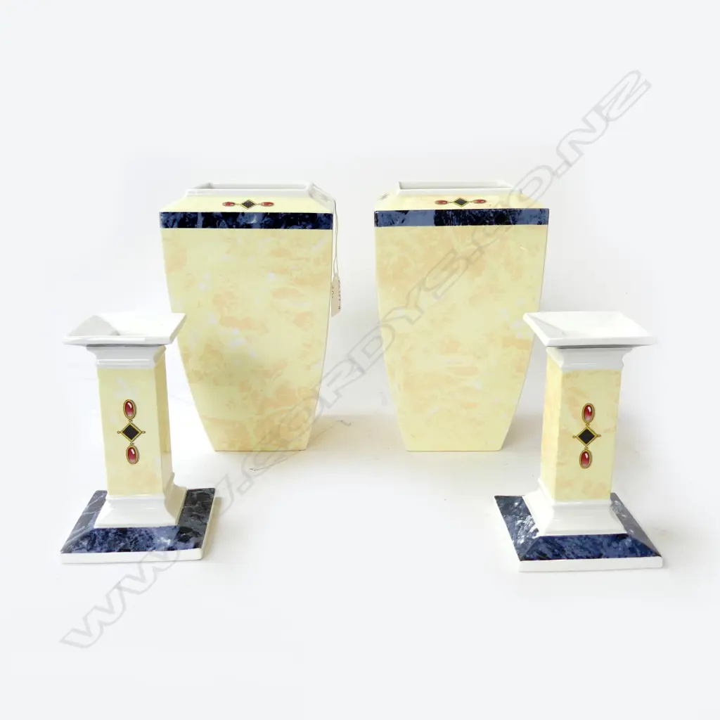 PR VILLEROY & BOCH 'PALAIS' URN VASES  & PR CANDLESTICKS. H.215mm & 138mm Image 1++