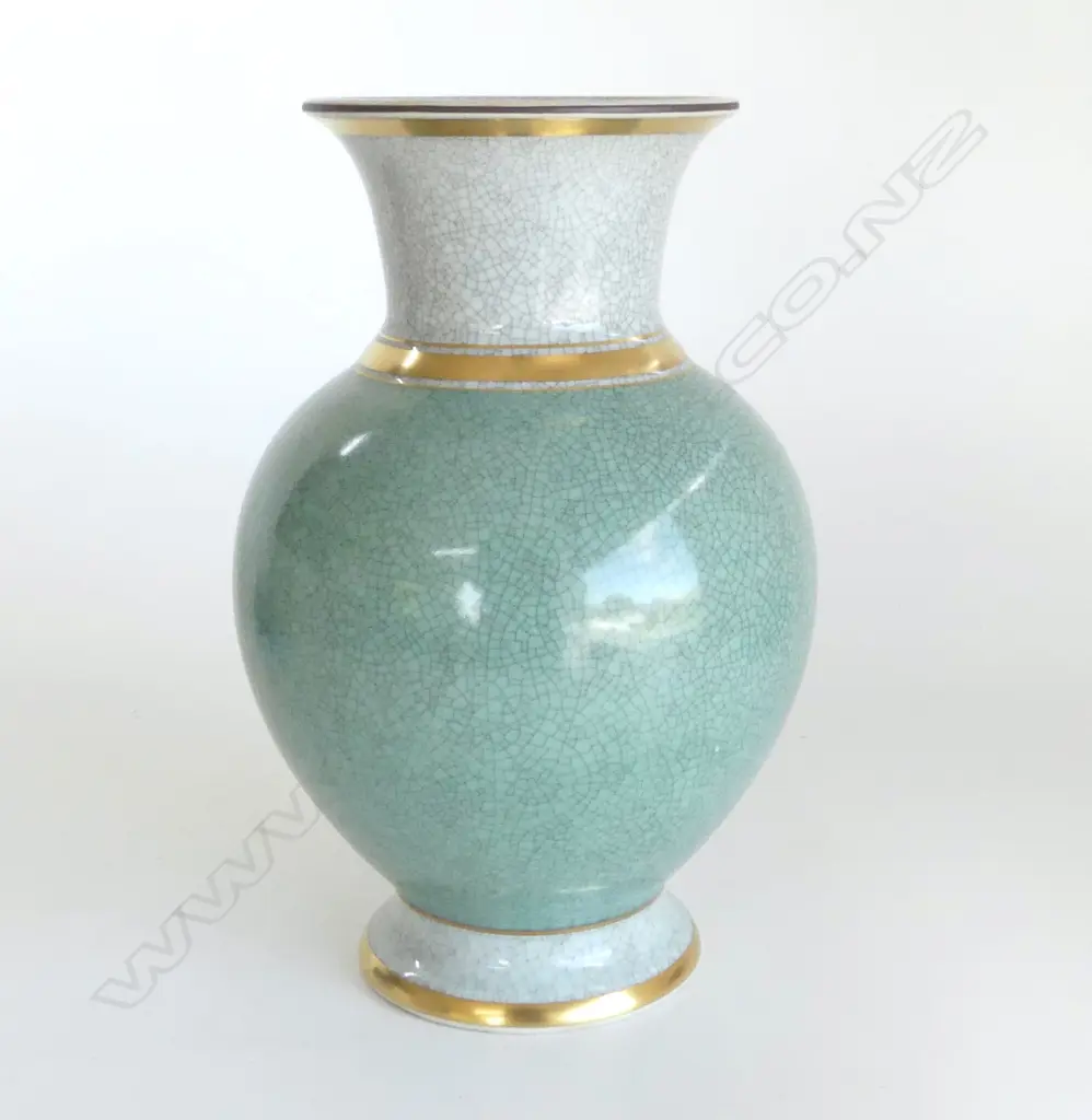 ROYAL COPENHAGEN THORKILD OLSEN CELADON CRACKLE GLAZE VASE H.235mm Image 1++
