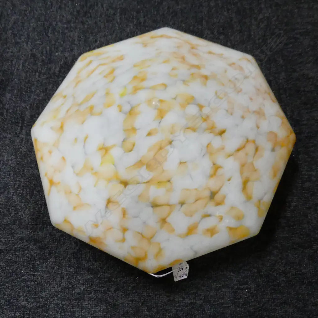 ANTIQUE / DECO OCTAGONAL GLASS LIGHT SHADE w. CHAINS 340mm dia Image 1++