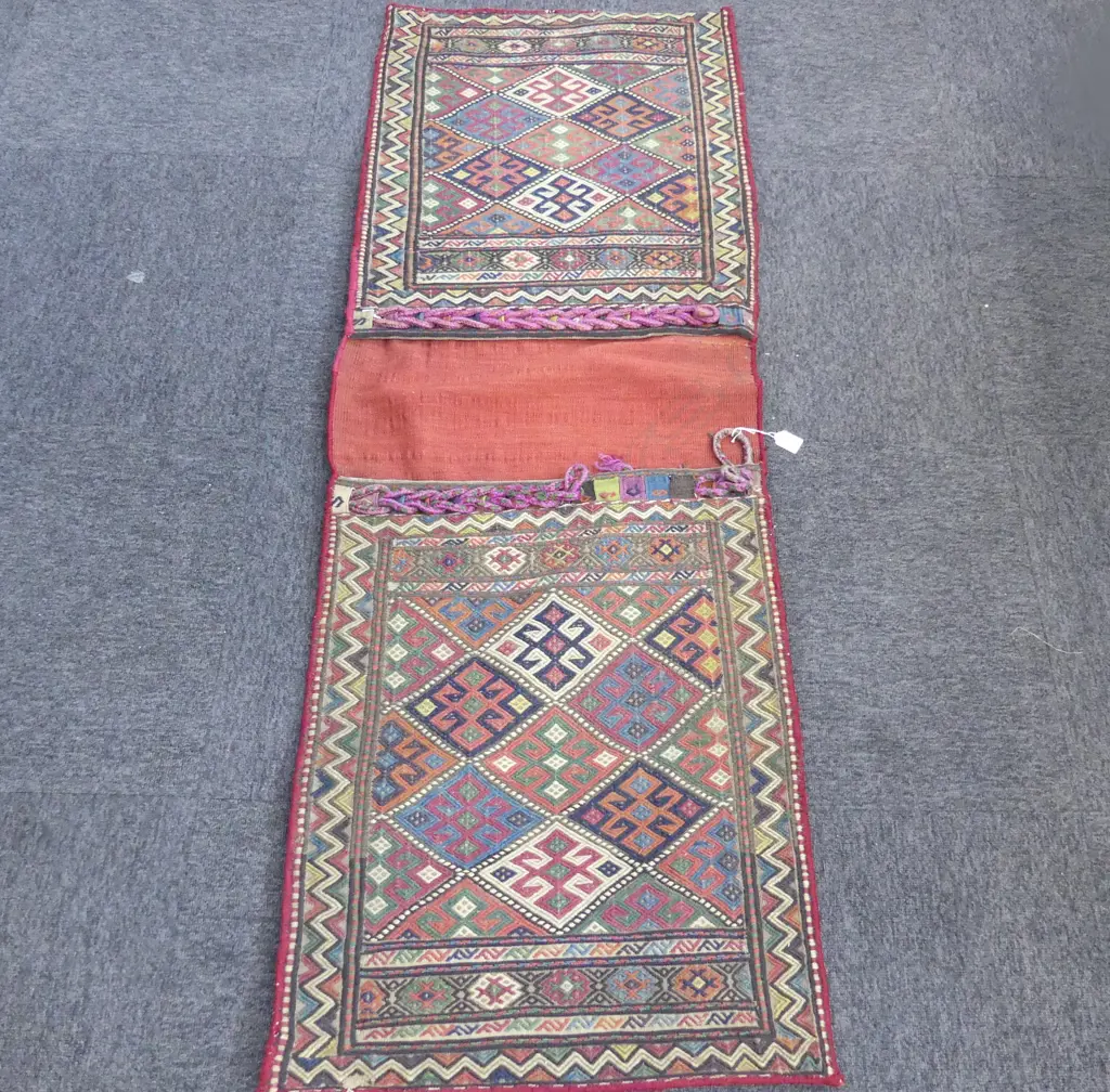 (33) quality GEOMETRIC WOVEN KELIM SADDLE BAG 1665 X 585mm woven rope detail Image 1++