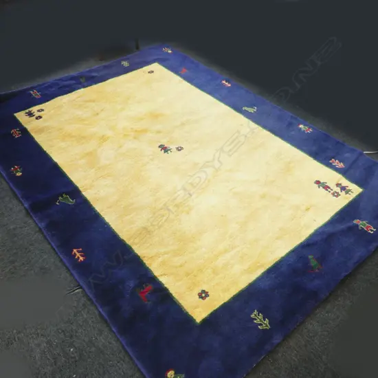 MACHINED GABBEH RUG - YELLOW & BLUE 2400x1700mm