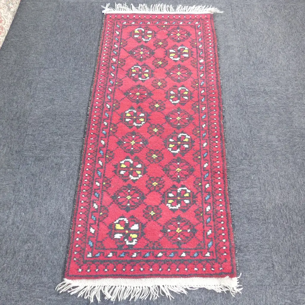 SMALL HAND KNOTTED WOOL PILE RUG 1400x620mm Image 1++