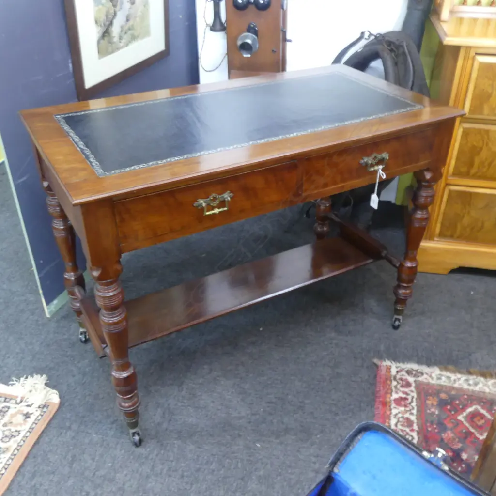 SMALL EDWARDIAN MAHOGANY DESK LEATHER INSERT 890 x 510 x 710mm. Image 1++