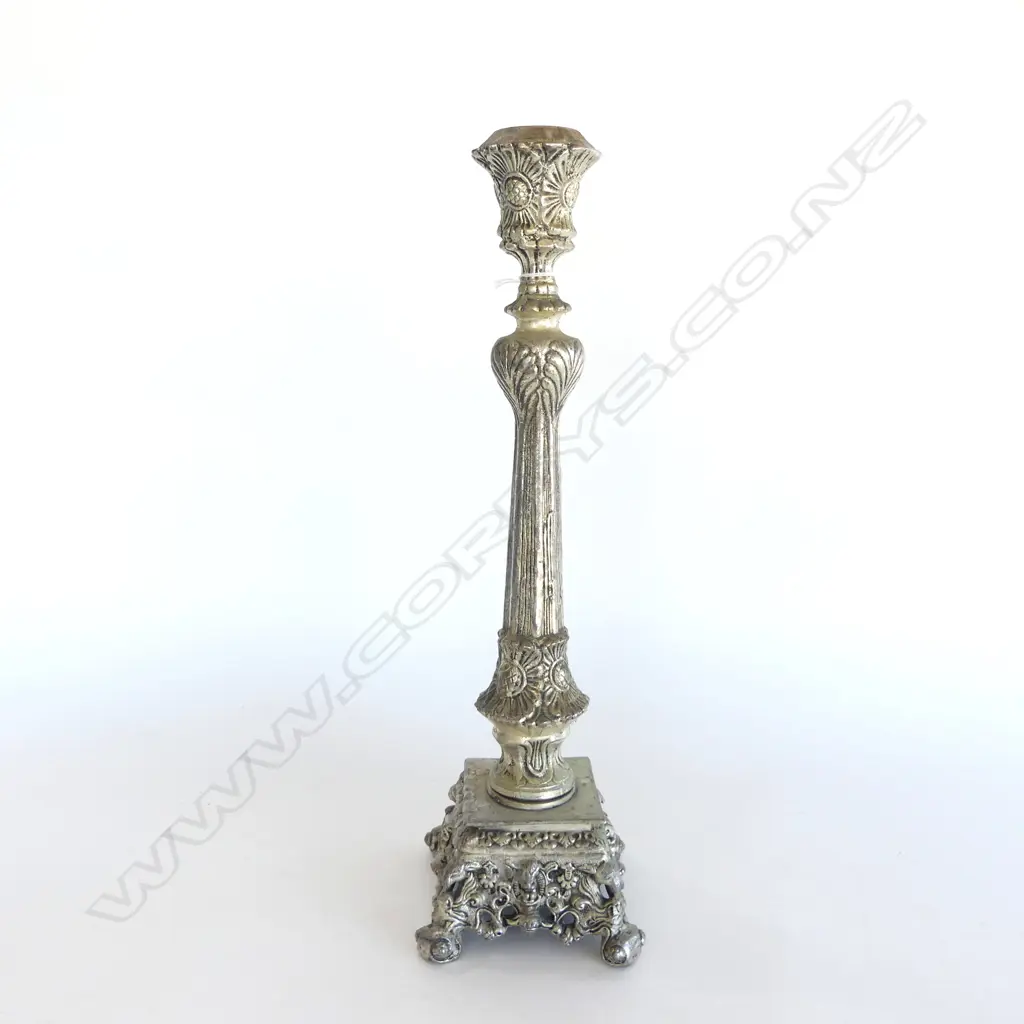 HEAVY ORNATE SILVER METAL CANDLESTICK H.475mm Image 1++