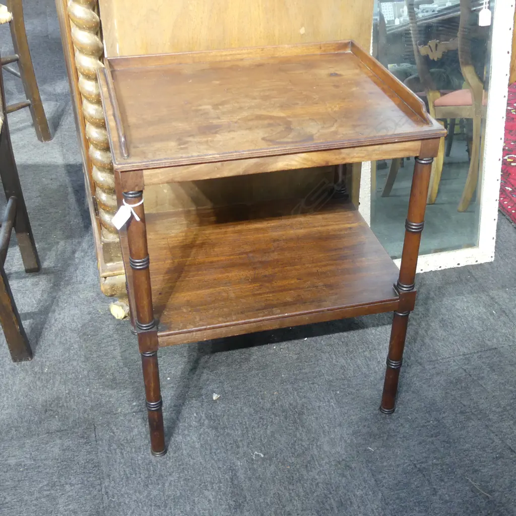 ANTIQUE MAHOGANY 2 TIER SIDE TABLE 530x425x660mm Image 1++