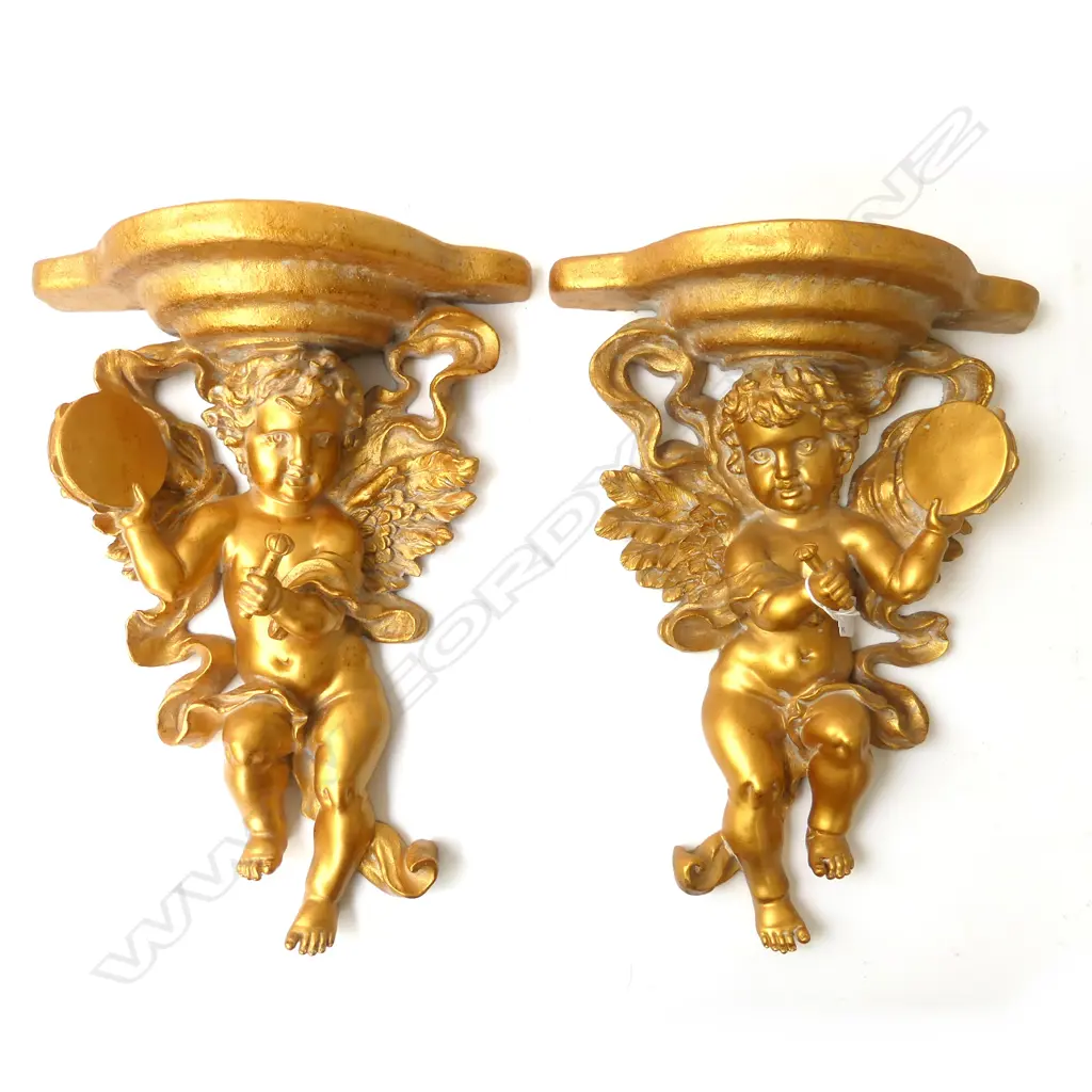 PR GILT RESIN ANGEL WALL SHELVES H.400mm Image 1++