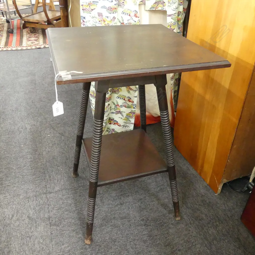 EARLY 20thC SIDE TABLE, TURNED LEGS 430x430x650mm Image 1++