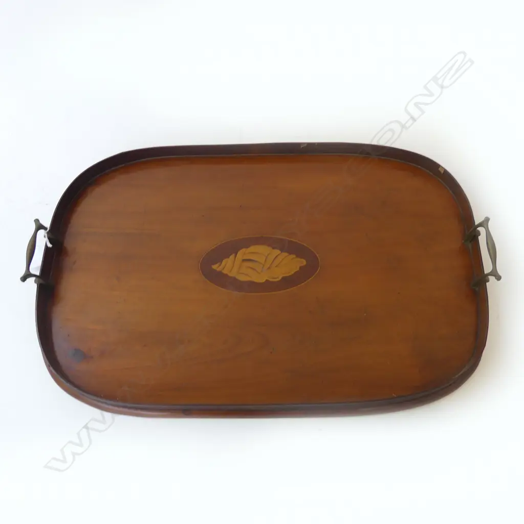 ANTIQUE INLAID SHERATON STYLE MAHOGANY TRAY 565x370mm Image 1++