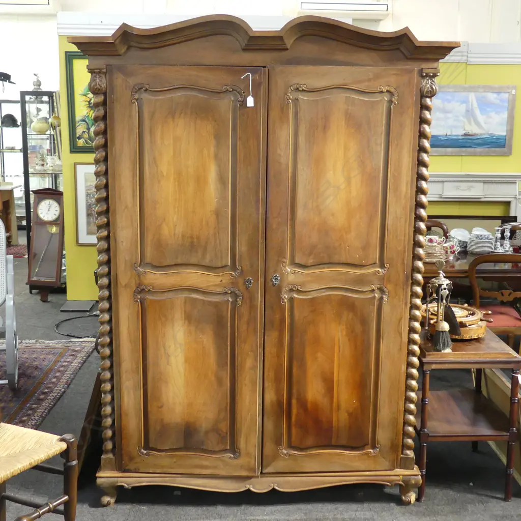 LG CONTINENTAL WARDROBE w. BARLEY TWIST COLUMNS - SERIOUS OLD BORER 1430x665x1965mm Image 1++