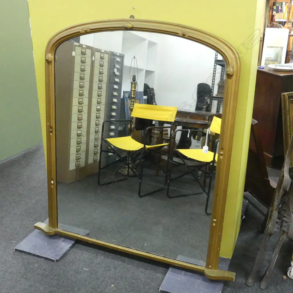 VICTORIAN GOLD PAINTED OVER MANTLE MIRROR 1300x1240mm Image 1++