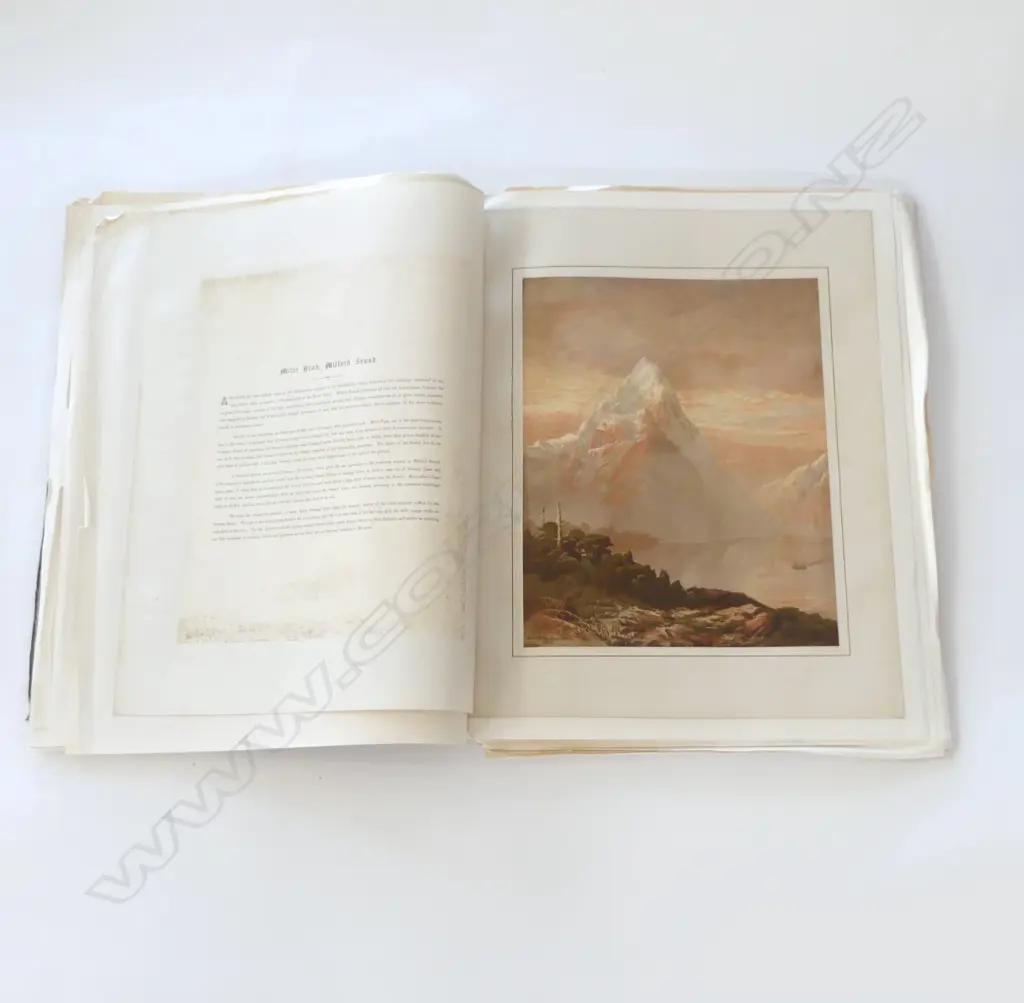 JOHN GULLY 'NEW ZEALAND SCENERY', WARD & CO, BELFAST 1877 INCOMPLETE: 12 of 15 COLOUR PLATES, 540 x430mm Image 1++